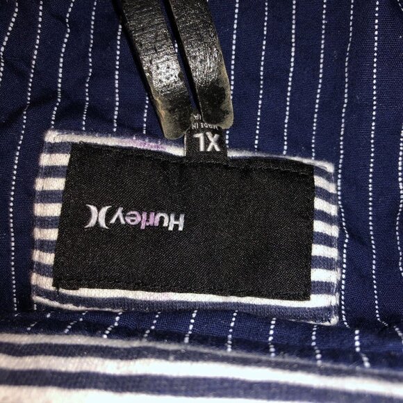 HURLEY Juniors XL X Large Casual Blazer Jacket White & Blue Nautical Striped - Picture 7 of 9